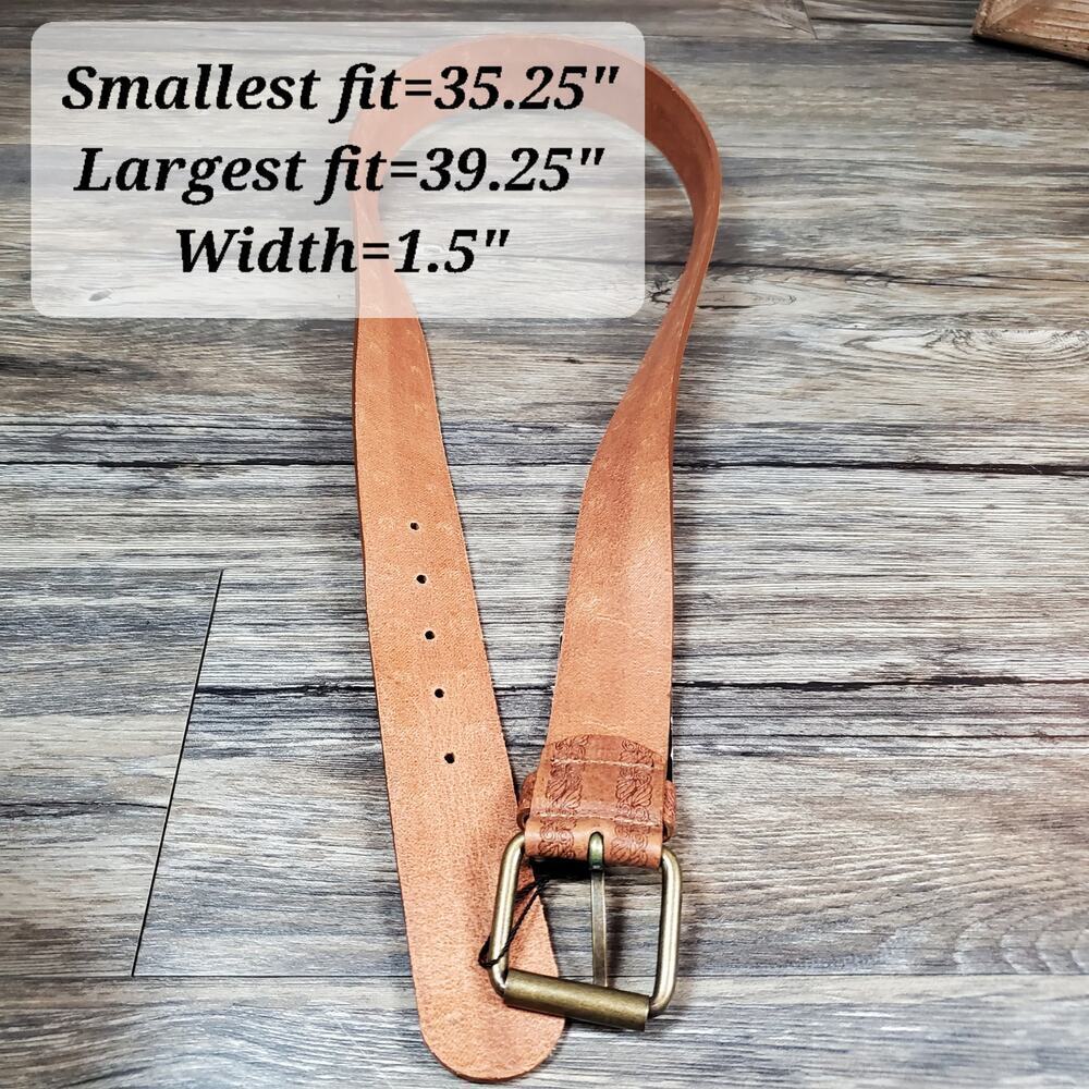 Sangiorgio Italy Tooled Leather Studded Belt Tan Gold Hardware NWT Western Boho - Picture 6 of 6